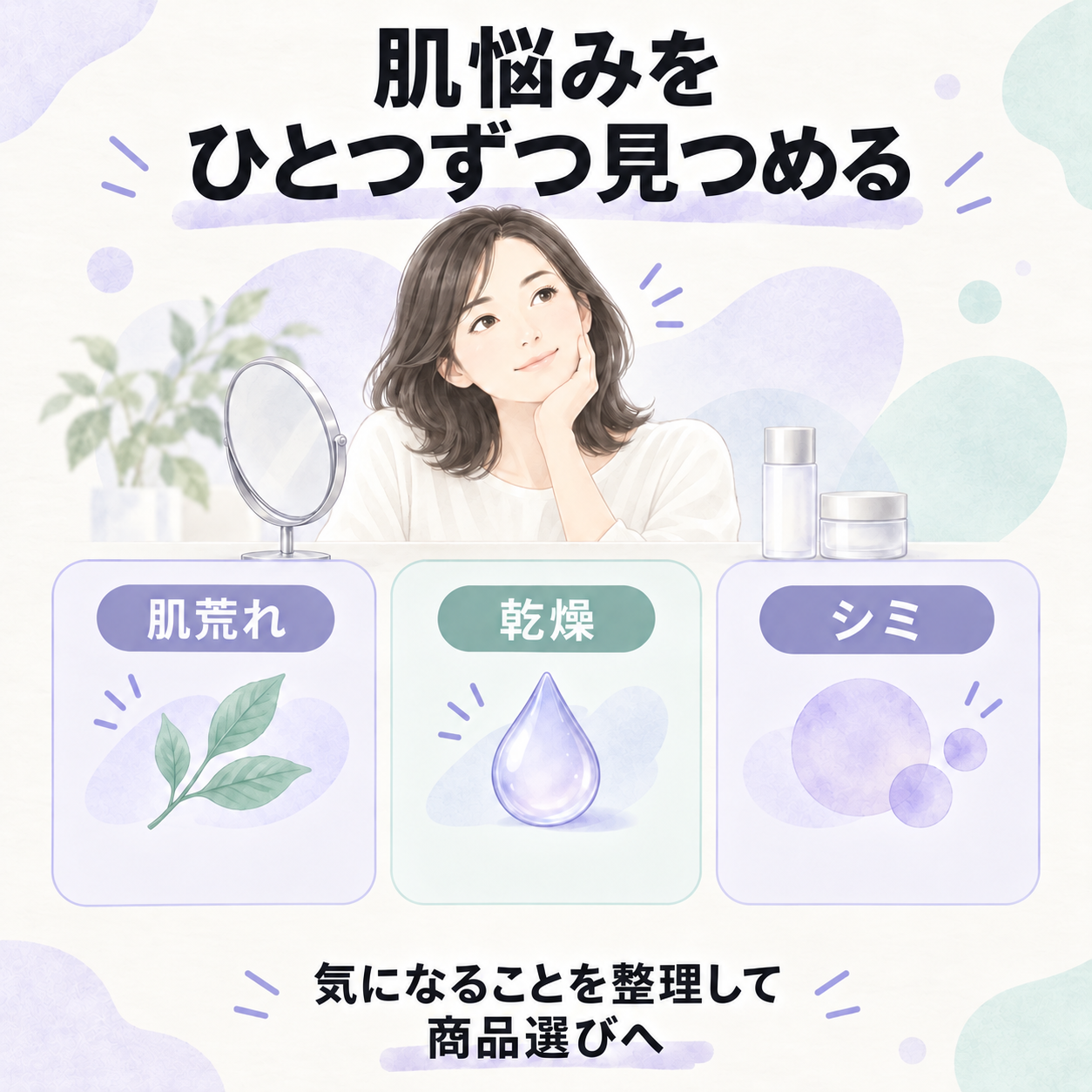 肌悩みはひとつではないからこそ、総合的な視点が大切の図解
