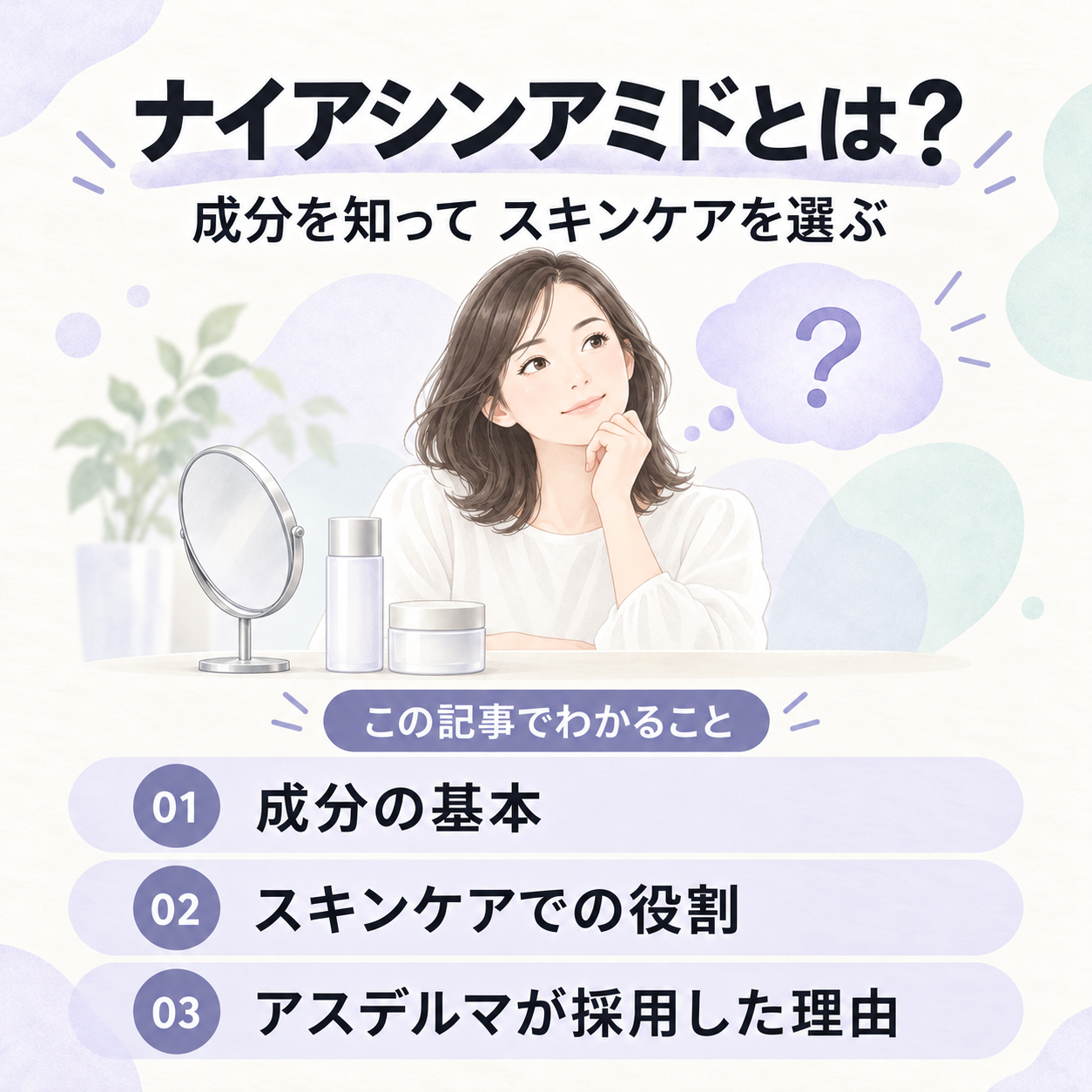 ナイアシンアミドの基本とスキンケアでの役割を紹介する導入図解